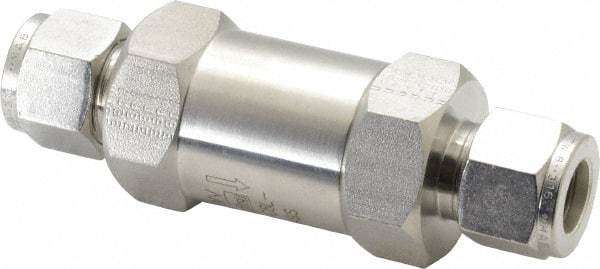 Parker - 1/2" Stainless Steel Check Valve - Inline, Comp x Comp, 6,000 WOG - Best Tool & Supply