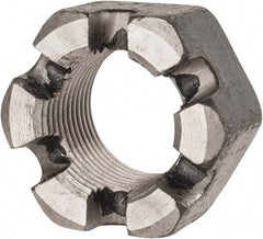 Value Collection - 1-14 UNF Grade 2 Steel Slotted Locknut - 1-1/2" Width Across Flats, 55/64" High, Uncoated - Best Tool & Supply