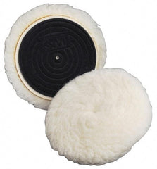 3M - 5-1/4" Diam Wool Bonnet Pad - 15/16" Pile, Hook & Loop Attachment - Best Tool & Supply