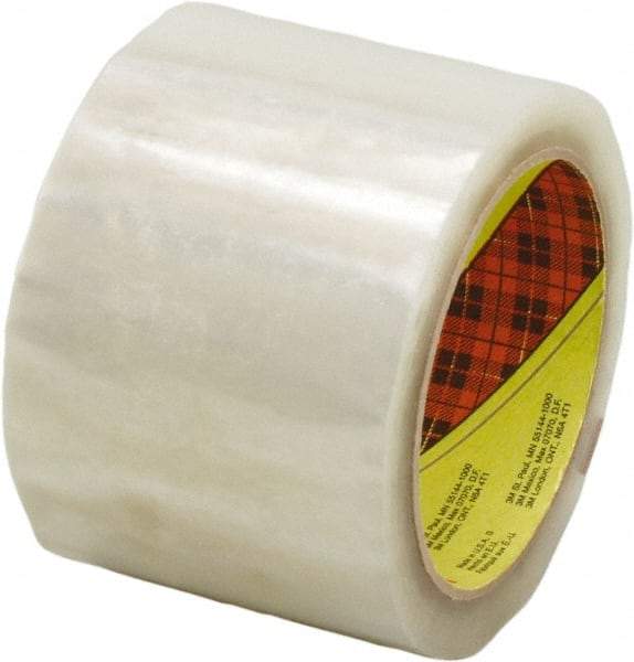 3M - 72mm x 914m Clear Rubber Adhesive Sealing Tape - Polypropylene Film Backing, 1.9 mil Thick, 22 Lb Tensile Strength, Series 371 - Best Tool & Supply