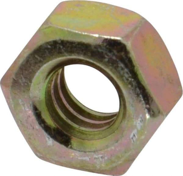 Value Collection - 1/4-20 UNC Steel Right Hand Hex Nut - 7/16" Across Flats, 7/32" High, Zinc Yellow Dichromate Finish - Best Tool & Supply