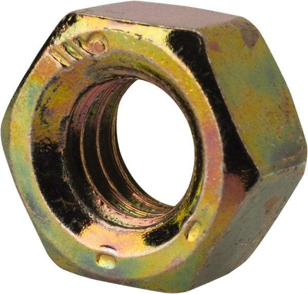 Value Collection - 5/16-18 UNC Steel Right Hand Hex Nut - 1/2" Across Flats, 17/64" High, Zinc Yellow Dichromate Finish - Best Tool & Supply