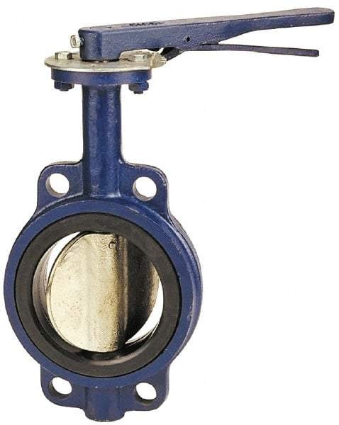 NIBCO - 6" Pipe, Wafer Butterfly Valve - Lever Handle, Cast Iron Body, Buna-N Seat, 200 WOG, Ductile Iron Disc, Stainless Steel Stem - Best Tool & Supply