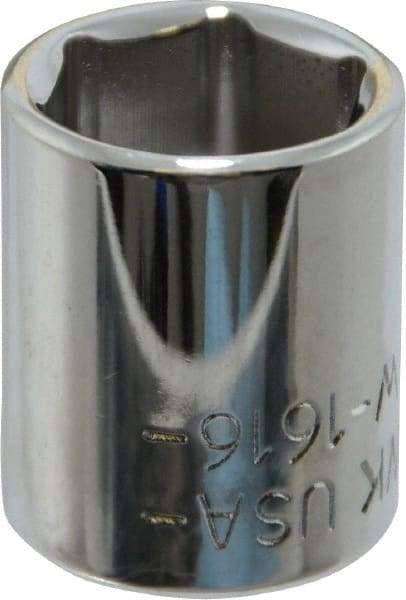 Blackhawk by Proto - 1/2", 1/4" Drive, Standard Hand Socket - 6 Points, 1" OAL, Chrome Finish - Best Tool & Supply