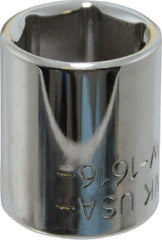 Blackhawk by Proto - 1/2", 1/4" Drive, Standard Hand Socket - 6 Points, 1" OAL, Chrome Finish - Best Tool & Supply