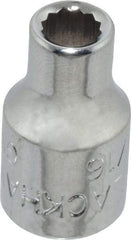 Blackhawk by Proto - 3/16", 1/4" Drive, Standard Hand Socket - 12 Points, 1" OAL, Chrome Finish - Best Tool & Supply