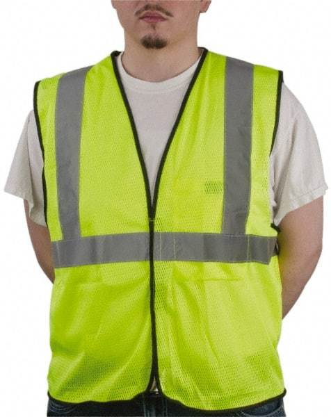 OccuNomix - Size S/M High Visibility Yellow Mesh General Purpose Vest - 36 to 38" Chest, ANSI 107-2015, Hook & Loop Closure, 1 Pocket, Polyester - Best Tool & Supply