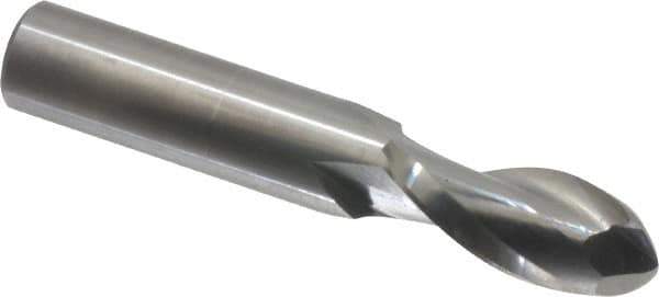 Onsrud - 1/2" Cutting Diam x 1-1/8" Length of Cut, 2 Flute, Upcut Spiral Router Bit - Uncoated, Right Hand Cut, Solid Carbide, 3" OAL x 1/2" Shank Diam, Ball End Taper, 30° Helix Angle - Best Tool & Supply