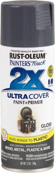 Rust-Oleum - Dark Gray, Gloss, Enamel Spray Paint - 8 Sq Ft per Can, 12 oz Container, Use on Multipurpose - Best Tool & Supply