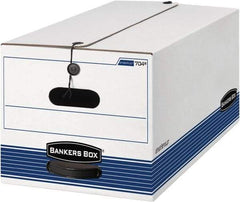 BANKERS BOX - 1 Compartment, 12 Inch Wide x 24 Inch Deep x 10 Inch High, File Storage Box - 1 Ply Side, 2 Ply Bottom, 2 Ply End, White and Blue - Best Tool & Supply