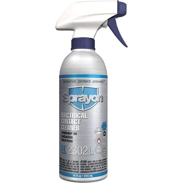 Sprayon - 14 Ounce Aerosol Contact Cleaner - 9°F Flash Point, 0 Volt Dielectric Strength, Flammable, Food Grade, Plastic Safe - Best Tool & Supply