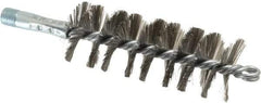 Schaefer Brush - 4-1/2" Brush Length, 1-3/4" Diam, Double Stem, Single Spiral Tube Brush - 7-1/4" Long, Stainless Steel, 1/4" NPSM Male Connection - Best Tool & Supply