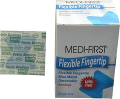 Medique - Fingertip Bandage Self-Adhesive Bandage - Blue, Woven Fabric Bandage, Metal Detectable - Best Tool & Supply