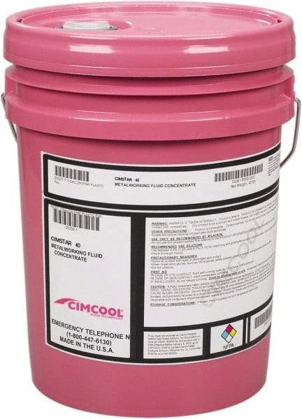 Cimcool - Cimstar 40, 5 Gal Pail Cutting & Grinding Fluid - Semisynthetic, For Drilling, Grinding, Milling, Turning - Best Tool & Supply