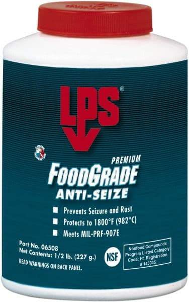 LPS - 0.5 Lb Brush Top Food Grade Anti-Seize Lubricant - Metal Free, -1,800°F, Opaque Off-White, Food Grade - Best Tool & Supply