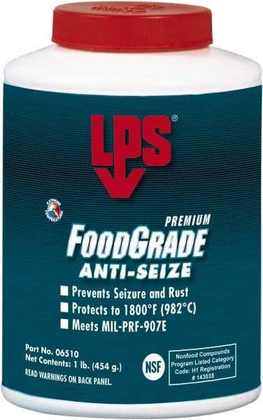 LPS - 1 Lb Brush Top Food Grade Anti-Seize Lubricant - Metal Free, -1,800°F, Opaque Off-White, Food Grade - Best Tool & Supply