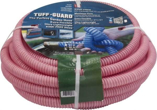 JGB Enterprises - 50' Long Garden Hose - 5/8" Diam, 5/8" GHT, Polypropylene, 100 psi, Hot Water Compatible, All Season, Pink - Best Tool & Supply