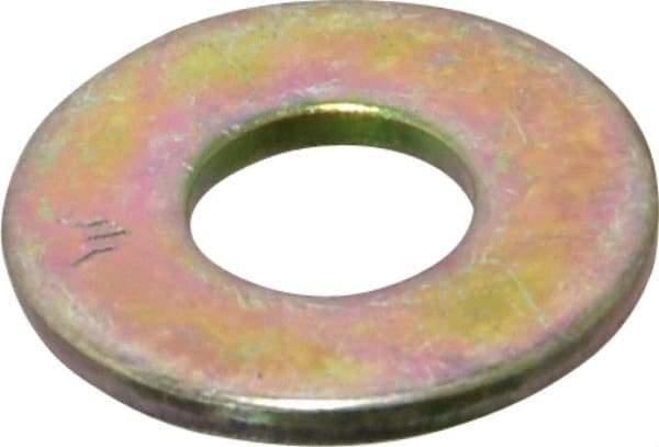 Value Collection - 1/4" Screw, Grade SAE 1035-1050 Alloy Steel USS Flat Washer - 0.307" ID x 0.749" OD, 0.08" Thick, Zinc Yellow Dichromate Finish - Best Tool & Supply