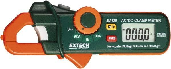 Extech - MA120, CAT II, Digital Average Responding Auto Ranging Clamp Meter with 0.7" Clamp On Jaws - 200 AC/DC Amps, Measures Current, Frequency - Best Tool & Supply