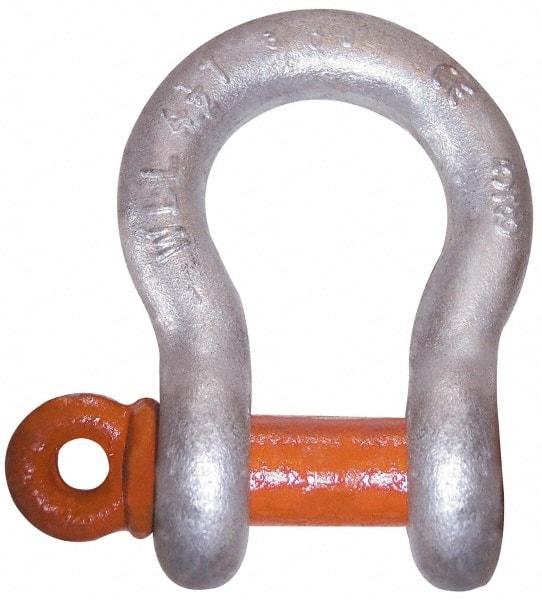 CM - 5/16" Nominal Chain Size, 1 Ton Carbon Steel Screw Anchor Shackle - 15/32" Diam, 3/8" Pin Diam, 17/32" Wide Inside Jaw, 25/32" Inside Width - Best Tool & Supply