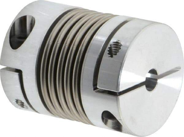 Lovejoy - 3/8" Max Bore Diam, Flexible Bellows Clamp Coupling - 1.28" OD, 1.614" OAL, Aluminum Hub with Stainless Steel Bellows - Best Tool & Supply