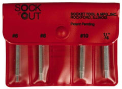 Sock It Out - 4 Piece Button Head Cap Screw Extractor Set - Screw Range #6 to 1/4" - Best Tool & Supply