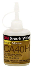 3M - 1 Lb Bottle Yellow Instant Adhesive - Series CA40H, 5 to 30 sec Working Time, 24 hr Full Cure Time, Bonds to Cardboard, Cork Board, Fabric, Fiberglass, Foam, Metal, Paper, Plastic, Rubber & Vinyl - Best Tool & Supply