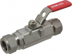 Ham-Let - 3/4" Pipe, Compression x Compression End Connections, Stainless Steel, Inline, Two Way Flow, Instrumentation Ball Valve - 2,000 psi WOG Rating, Locking Lever Handle, Reinforced PTFE Seal, Reinforced PTFE Seat - Best Tool & Supply