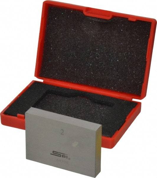 SPI - 2" Rectangular Steel Gage Block - Accuracy Grade AS-1, Includes NIST Traceability Certification - Best Tool & Supply