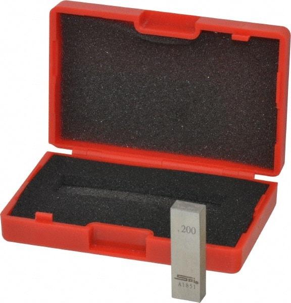 SPI - 0.2" Rectangular Steel Gage Block - Accuracy Grade AS-1, Includes NIST Traceability Certification - Best Tool & Supply