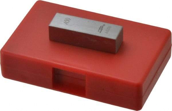 SPI - 0.45" Rectangular Steel Gage Block - Accuracy Grade AS-1, Includes NIST Traceability Certification - Best Tool & Supply