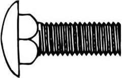 Value Collection - 3/8-16 UNC 2" Length Under Head, Standard Square Neck, Carriage Bolt - 1006-1050 Steel, Galvanized Zinc-Plated Finish - Best Tool & Supply