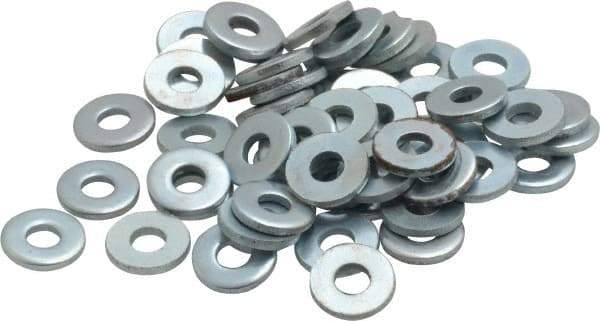 Value Collection - #6 Screw, Steel SAE Flat Washer - 5/32" ID x 3/8" OD, 0.036" Thick, Zinc-Plated Finish - Best Tool & Supply