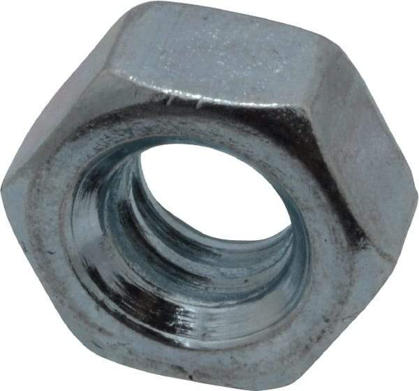 Value Collection - 1/4-20 UNC Steel Right Hand Hex Nut - 7/16" Across Flats, 0.2188" High, Zinc-Plated Finish - Best Tool & Supply