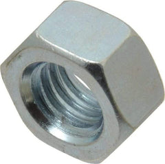 Value Collection - 7/16-14 UNC Steel Right Hand Hex Nut - 11/16" Across Flats, 3/8" High, Zinc-Plated Finish - Best Tool & Supply