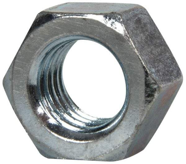 Value Collection - 1/2-13 UNC Steel Right Hand Hex Nut - 3/4" Across Flats, 7/16" High, Zinc-Plated Finish - Best Tool & Supply