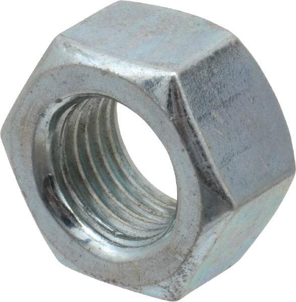 Value Collection - 7/16-20 UNF Steel Right Hand Hex Nut - 11/16" Across Flats, 3/8" High, Zinc-Plated Finish - Best Tool & Supply