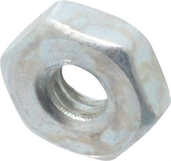 Value Collection - #2-56 UNC Steel Right Hand Machine Screw Hex Nut - 3/16" Across Flats, 1/16" High, Zinc Clear Finish - Best Tool & Supply