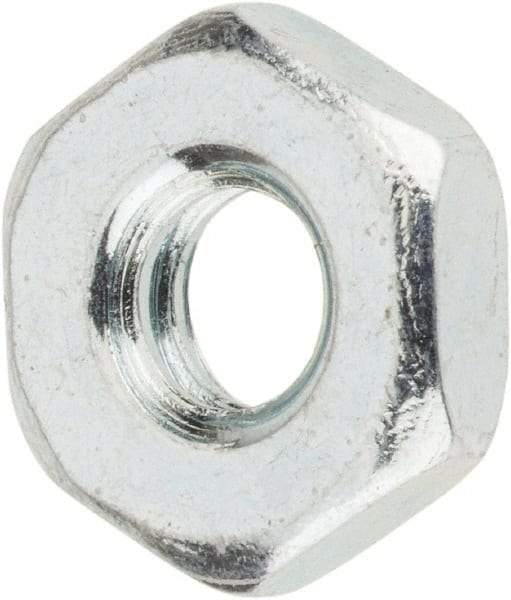 Value Collection - #10-24 UNC Steel Right Hand Machine Screw Hex Nut - 3/8" Across Flats, 1/8" High, Zinc-Plated Finish - Best Tool & Supply