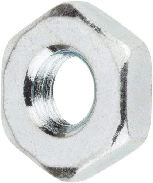 Value Collection - #10-32 UNF Steel Right Hand Machine Screw Hex Nut - 3/8" Across Flats, 1/8" High, Zinc-Plated Finish - Best Tool & Supply