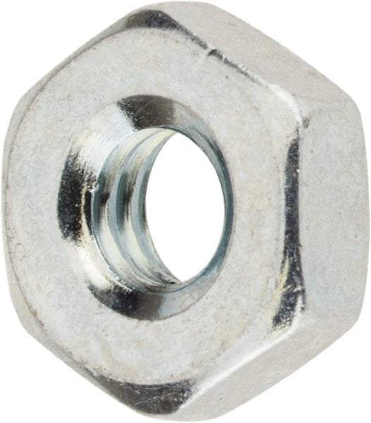 Value Collection - #12-24 UNC Steel Right Hand Machine Screw Hex Nut - 7/16" Across Flats, 5/32" High, Zinc-Plated Finish - Best Tool & Supply