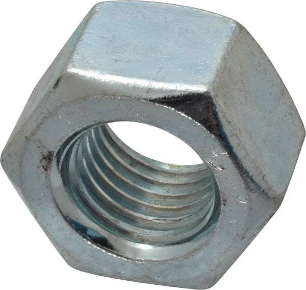 Value Collection - 1-8 UNC Steel Right Hand Heavy Hex Nut - 1-5/8" Across Flats, 0.9844" High, Zinc-Plated Finish - Best Tool & Supply