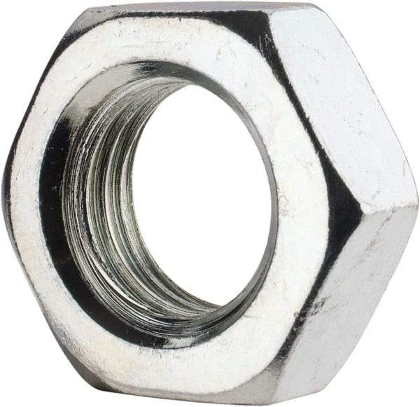 Value Collection - 7/8-9 UNC Steel Right Hand Hex Jam Nut - 1-5/16" Across Flats, 0.4844" High, Zinc-Plated Finish - Best Tool & Supply