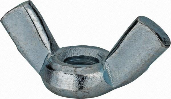 Value Collection - 7/16-14 UNC, Zinc Plated, Steel Standard Wing Nut - 1.94" Wing Span, 1" Wing Span - Best Tool & Supply