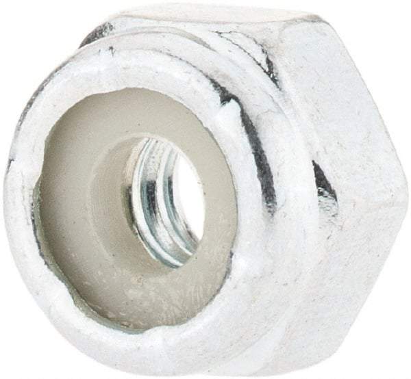 Value Collection - #10-24 UNC Grade 2 Hex Lock Nut with Nylon Insert - 3/8" Width Across Flats, 1/4" High, Zinc-Plated Finish - Best Tool & Supply