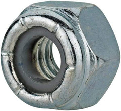 Value Collection - 1/4-20 UNC Grade 2 Hex Lock Nut with Nylon Insert - 7/16" Width Across Flats, 19/64" High, Zinc-Plated Finish - Best Tool & Supply