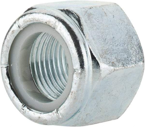 Value Collection - 5/8-18 UNF Grade 2 Hex Lock Nut with Nylon Insert - 15/16" Width Across Flats, 49/64" High, Zinc-Plated Finish - Best Tool & Supply