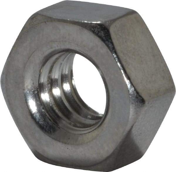 Value Collection - 1/4-20 UNC Stainless Steel Right Hand Hex Nut - 7/16" Across Flats, 7/32" High, Uncoated - Best Tool & Supply