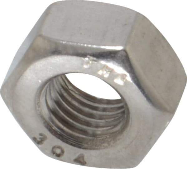 Value Collection - 1/4-28 UNF Stainless Steel Right Hand Hex Nut - 7/16" Across Flats, 7/32" High, Uncoated - Best Tool & Supply