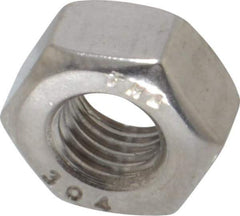 Value Collection - 1/4-28 UNF Stainless Steel Right Hand Hex Nut - 7/16" Across Flats, 7/32" High, Uncoated - Best Tool & Supply